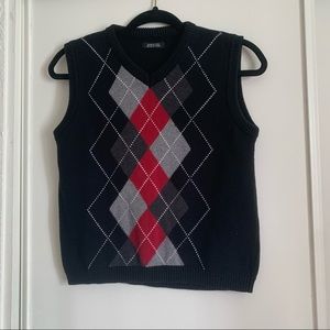 V-Neck Sweater Vest | Color: Black, Red, Gray & White |Size XS-S